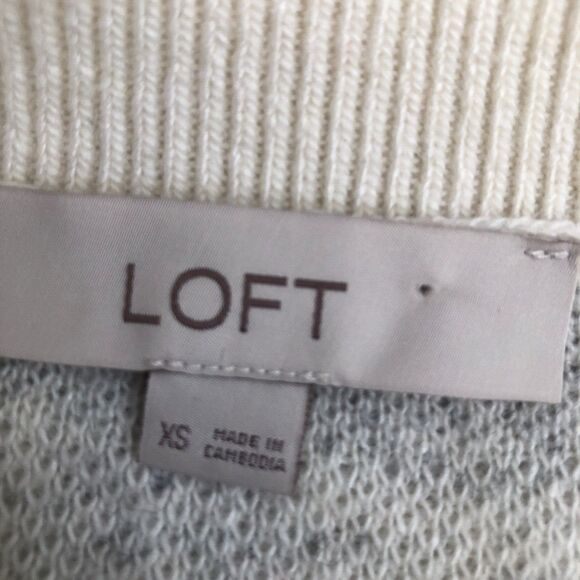 Ann Taylor Loft Gray White Wool Blend Zebra Striped Cozy Soft Tunic Sweater XS - Picture 7 of 12